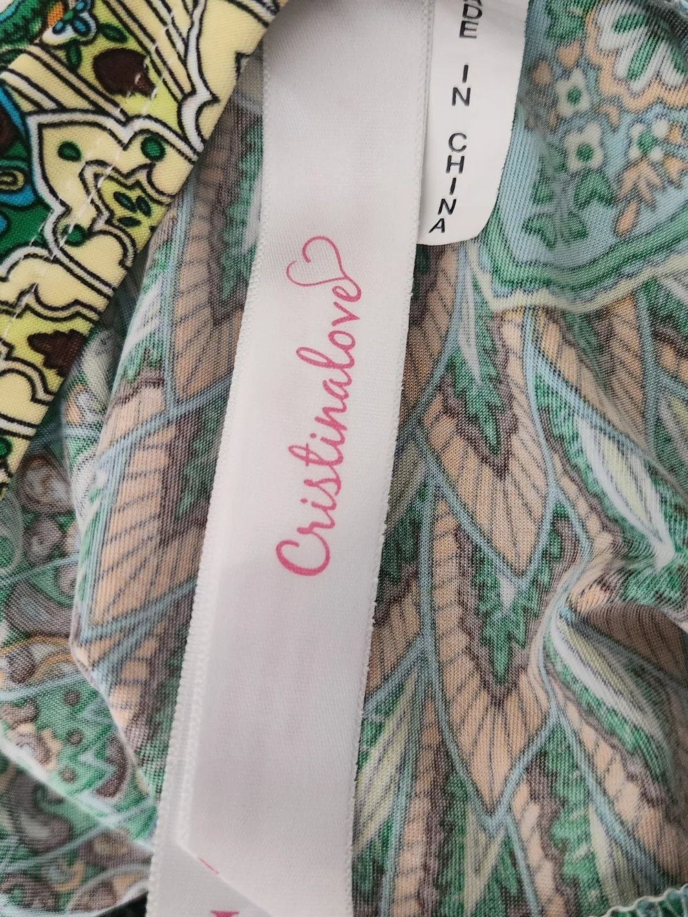 CristinaLove Boho Peacock Colors PaisleyPrint Halter Maxi Dress Wood Bead Detail